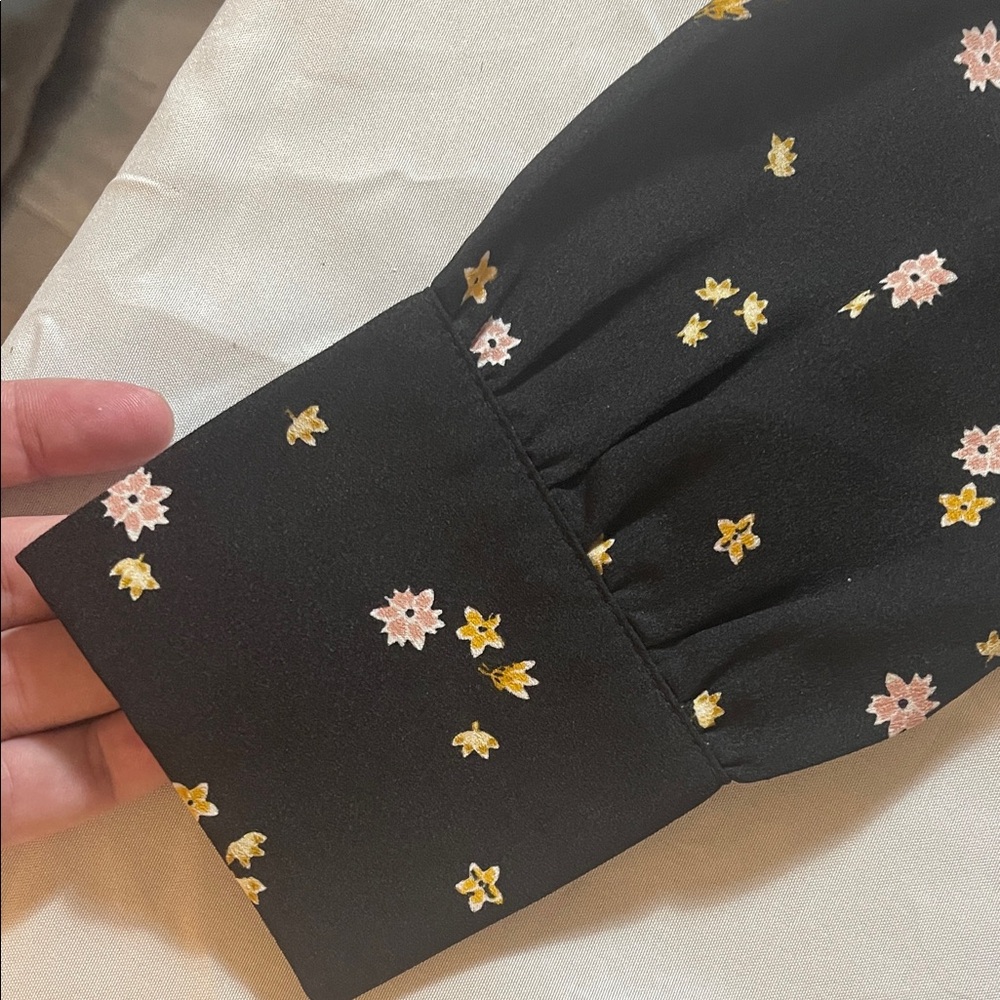 LOFT Black Floral Long Sleeve Dress - Picture 5 of 12